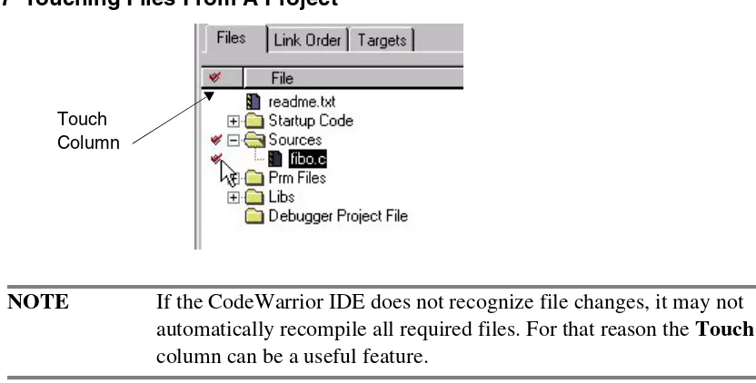 Figure 3.7  Touching Files From A Project