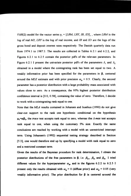 Figures 6.2.1 to 6.2.5 contain the posterior pdfs of the relevant parameters. In 