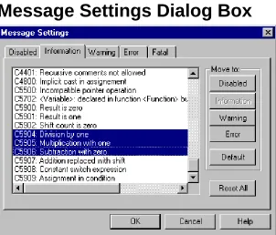 Table 1.9  Message Settings Dialog Box Buttons