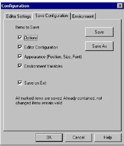 Figure 2.9  Configuration Dialog - Save Configuration Tab
