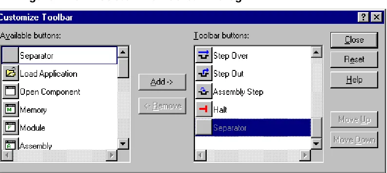 Figure 4.10Customize Toolbar Dialog