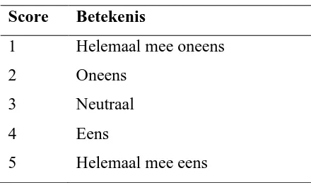 Tabel 9. Scores en Betekenis 