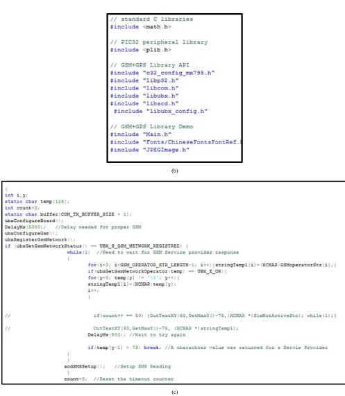 Figure 4. GSM configuration Figure 4(a) MPLAB project workspace (b) Files included in main
