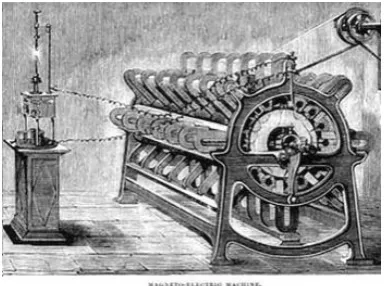 Figure 3:  Alliance machine of 1870 (Courtesy: Wikipedia).A photograph of the magneto-electric   