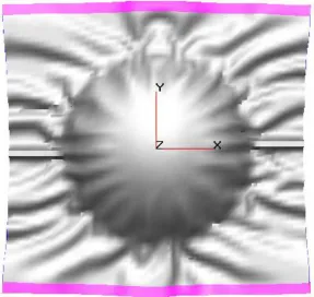 Figure 45 PAM-FORM simulation of a quasi-isotropic laminate at 7 mm mould spacing  