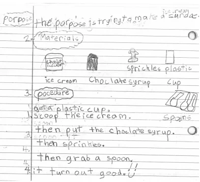 Figure 1a – Jordan’s pre-test writing sample with word choice trait 