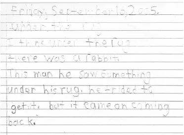 Figure 2a – Chris’ pre-test narrative writing sample 