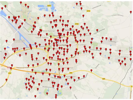 Figure 12: Node network of Enschede (GPS Visualizer) 