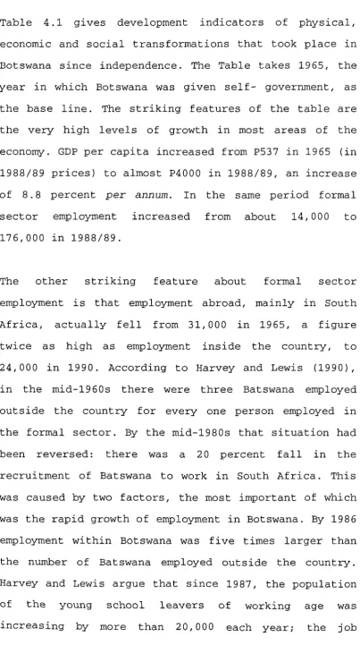 Table 4.1 gives development indicators of physical,
