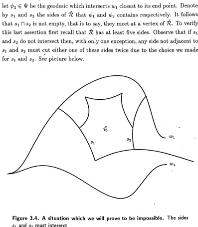 Figure 3.4. A situation which we will prove to be impossible. The sides and must inteserct 