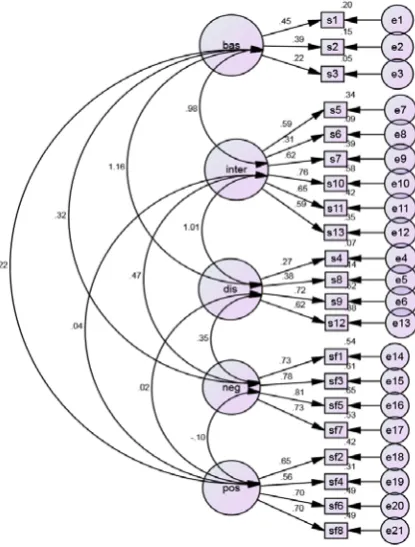 Figure 2: confirmatory factor analysis of SNs Usage questionnaire 