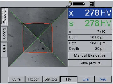 Figure 12 shows the result of a hardness test using the Through-Indenter-Viewing method
