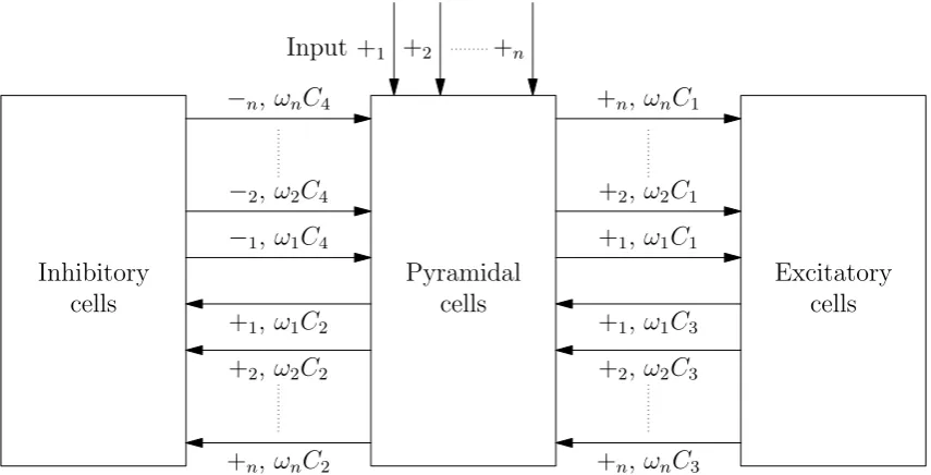 Figure 2.9: Schematic representation of David and Fristons generalization of the Jansen & Ritmodel.