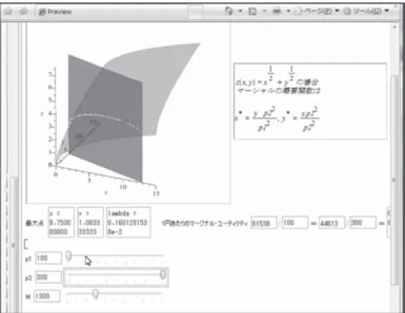 Figure 3: Screenshot of a Web-based demonstration of Lagrange Multipliers