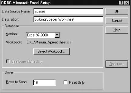 Figure 2-3   The ODBC Microsoft Excel Setup Dialog Box 