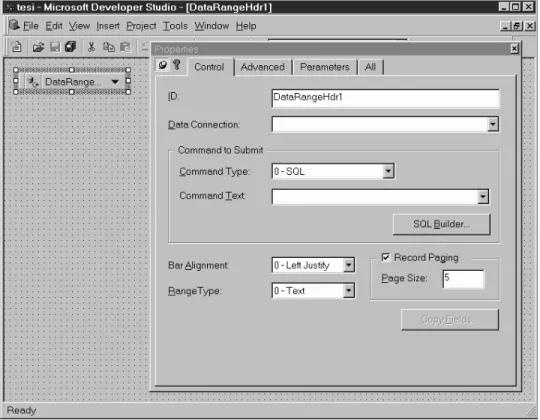 Figure 7. Datarange wizard in Microsoft’s Visual Interdev.