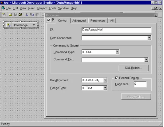 Fig. 10. Datarange Wizard in Microsoft's Visual Interdev and then implemented with the tool of choice.
