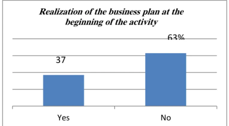 Figure 2: Realization of the business plan at the beginning of the activity 