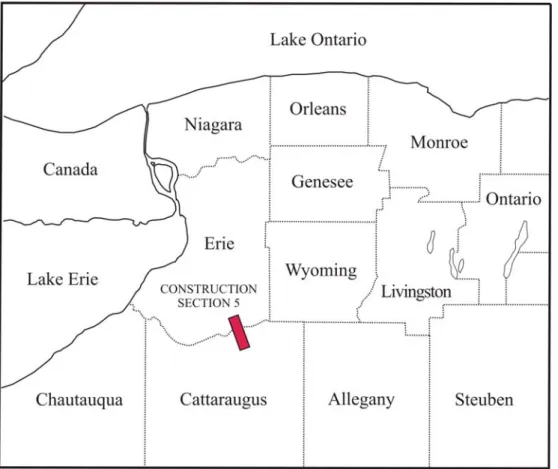Figure 1.  General location of PIN 5101.53.121 Construction Section 5 in western New York