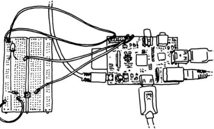Figure 7-6. Connecting a button to the Raspberry Pi