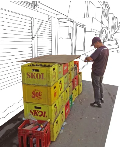 Figure 1: —FLUID CONFLICTS— Stacks of crates, similar to these, can be spotted all over Paraisópolis