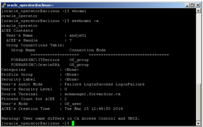 Figure 5.1: Screenshot of PuTTY Demonstrating Non-Repudiation in CA ControlMinder To achieve that, the CA ControlMinder inspects all relevant system calls and enforces the appropriate authorization policies