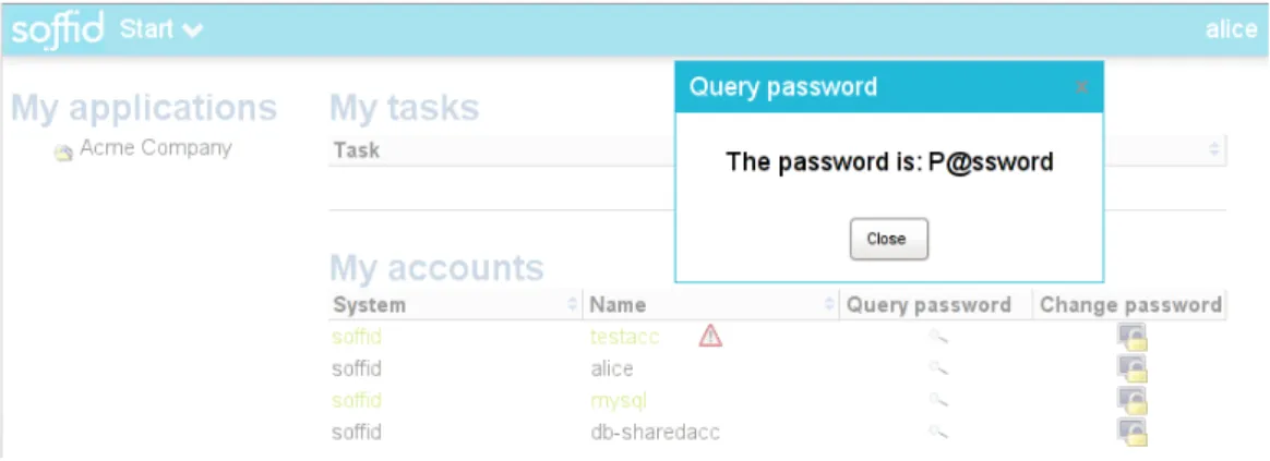 Figure 5.5: Revealing a Password in the Soffid Self-Service Portal