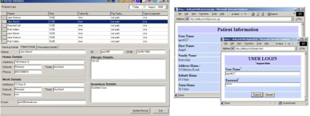 Figure 6. Examples of (a) GP desktop and (b) patient Web user interfaces.