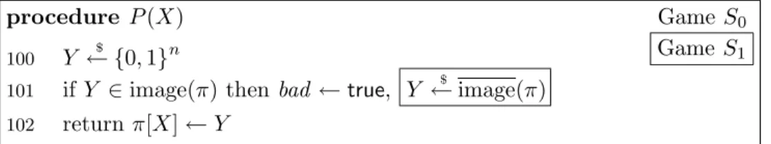 Figure 6: Games used in the proof of the Switching Lemma. Game S 1 includes the boxed statement and S 0