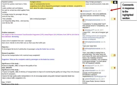 Figure 2: Sample of students’ Wiki group page and comments received. 