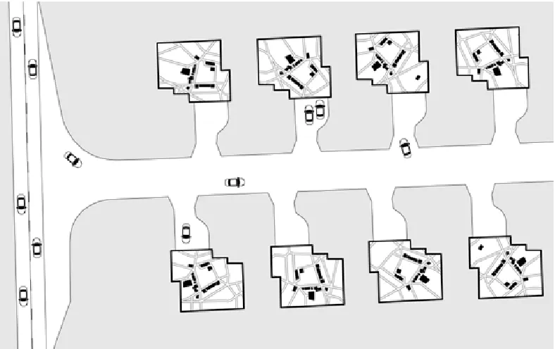 Figure 1: Annexation of public space inside the walls of the suburban micropolis.