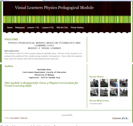 Figure 2.  Visual learners module http://visuallearnersppm.webs.com 