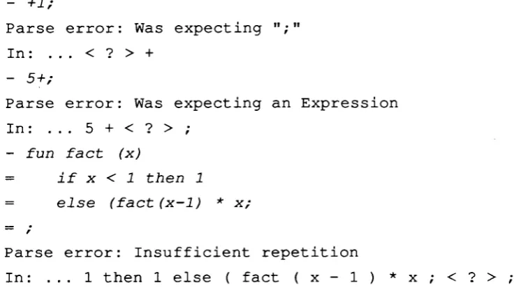 Fig.3. An interactive session with Standard ML.