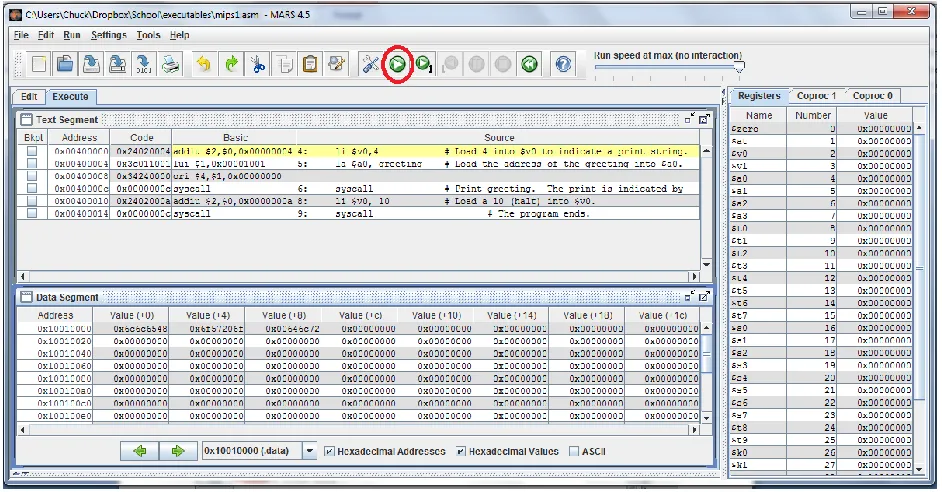 Figure 2-5: Running a program 