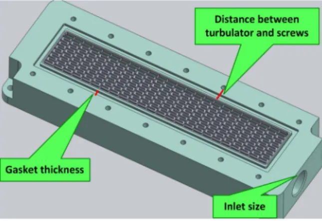 Fig. 8: Geometric parameters in the cooling bathtub of the cooling system. 