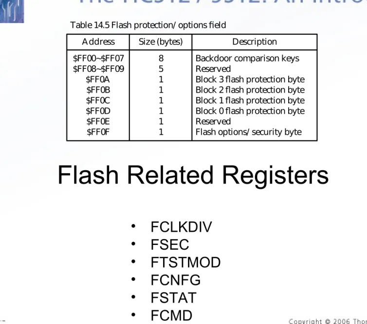 Table 14.5 Flash protection/ options field