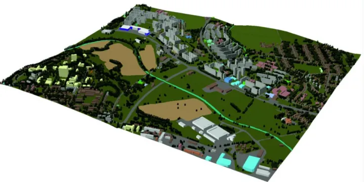 Fig. 7. 3D city model representing a development of the Sekcov area in 2012 