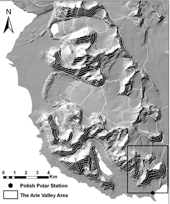 Figure 1. DEM for the study area (contour lines every 100 m)
