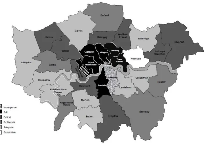 Figure 2.1    Existing Audit Data: Capacity Status of London Boroughs  