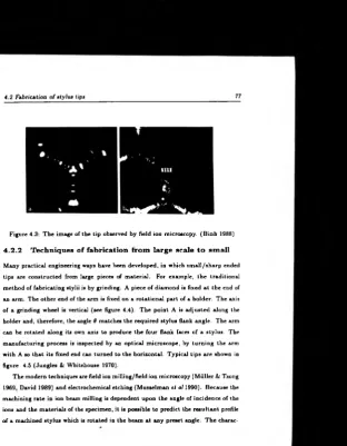 Figure 4.3: The image of the tip observed by field ion microscopy. (Binh 1988)