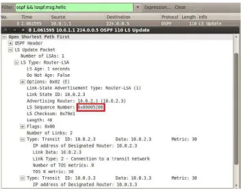 Figure 4. OSPF database before the attack 