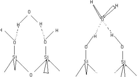 Table 2. BET specific surface areas S in m2g-1, BET C constant from water adsorption on aerosil of various evacuation/silylation temperatures together with corresponding contact angles (surface areas from ethanol and benzene adsorption are also shown in br