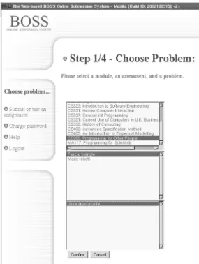 Figure 2.5: BOSS student interface - Java client Figure 2.6: BOSS student interface - web client