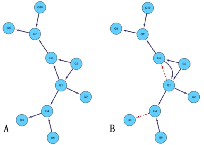 Figure 1: Comparison of DREAM3 10 nodes real GRNs and inferred GRNs.