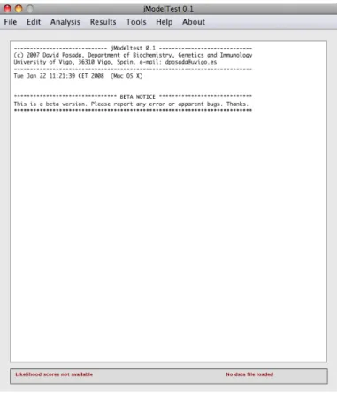 Figure 1. jModelTest console. 