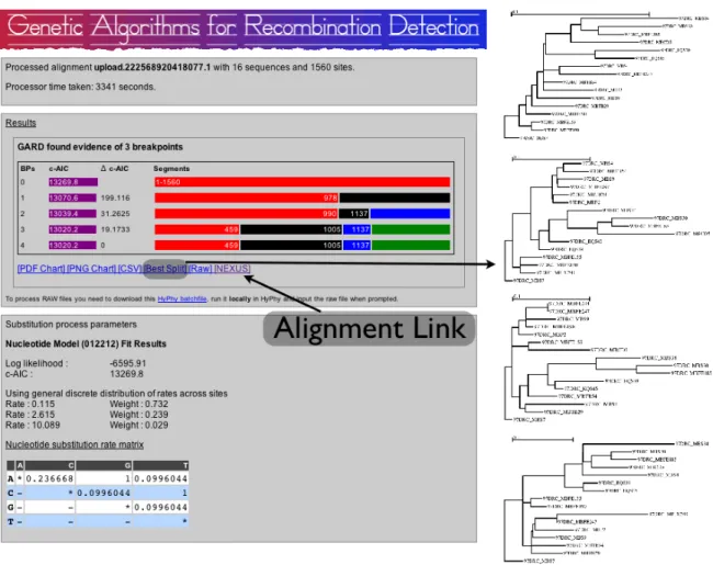 Figure 9 GARD recombination screen on HIV-1 pol alignment.