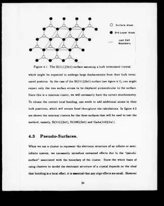 Figure 4.1: The S i(lll)(2xl) surface assuming a bulk terminated crystal, 