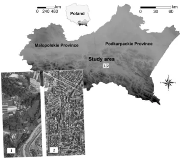 Fig. 1. Test sites in study area: test site  