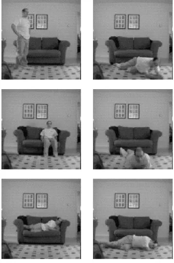 Figure 9: A sample of the images used to evaluate fall detection. The left column contains normal  sce-narios, and the right contains fall scenarios
