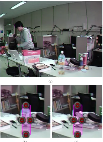 Fig. 8. (a) shows the image of real situation take by the CITRIC mote. (b) shows the region selected by the user